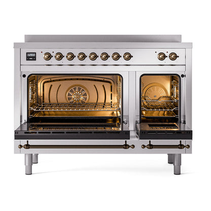 ILVE Nostalgie II 48" Stainless Steel Induction Range with 6 Elements Triple Glass Door