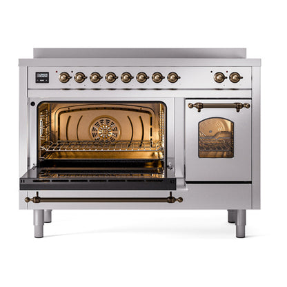 ILVE Nostalgie II 48" Stainless Steel Induction Range with 6 Elements Triple Glass Door