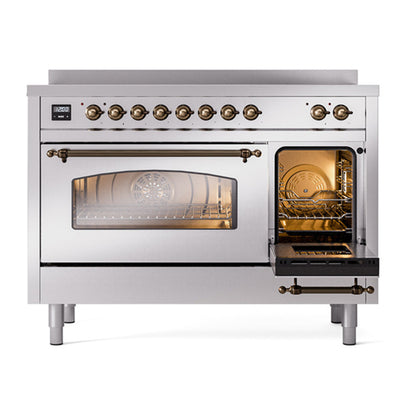 ILVE Nostalgie II 48" Stainless Steel Induction Range with 6 Elements Triple Glass Door
