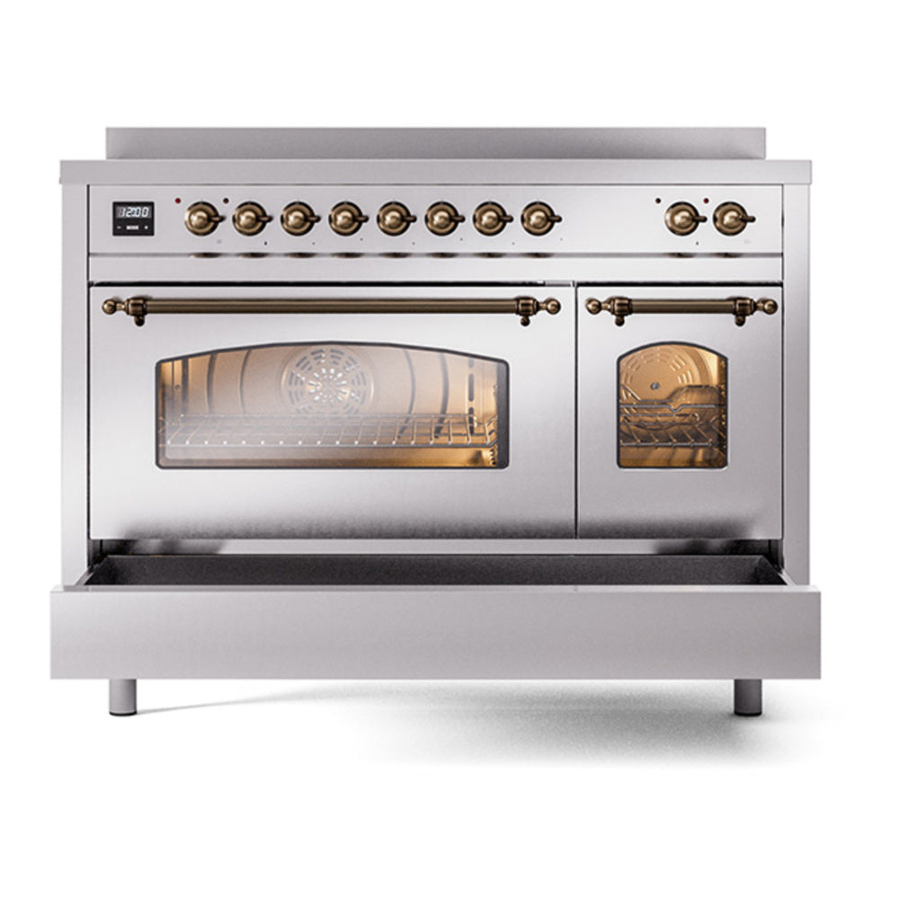 ILVE Nostalgie II 48" Stainless Steel Induction Range with 6 Elements Triple Glass Door