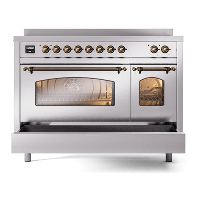 ILVE Nostalgie II 48" Stainless Steel Induction Range with 6 Elements Triple Glass Door