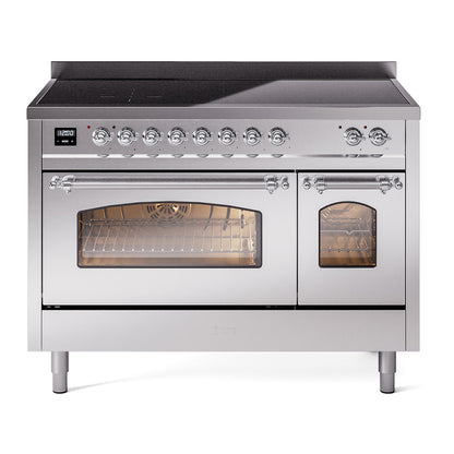 ILVE Nostalgie II 48" Stainless Steel Induction Range with 6 Elements Triple Glass Door