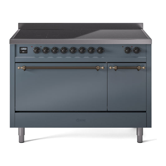 ILVE Nostalgie II 48" Blue Grey Induction Range with 6 Elements Solid Door