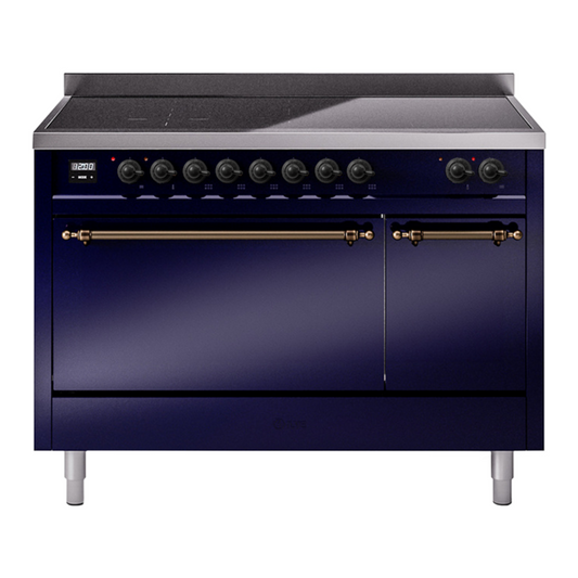 ILVE Nostalgie II 48" Midnight Blue Induction Range with 6 Elements Solid Door