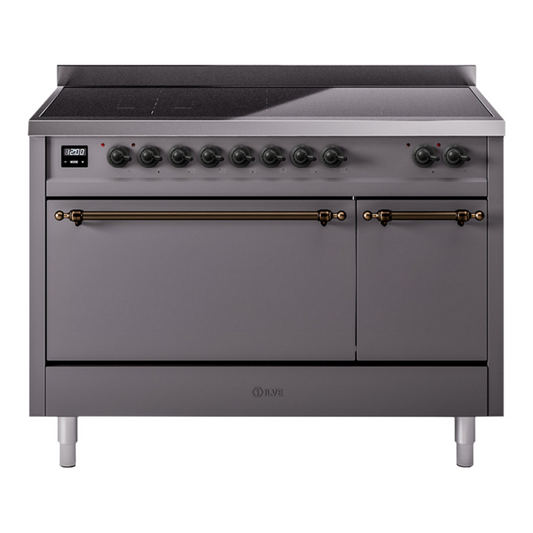 ILVE Nostalgie II 48" Graphite Matte Induction Range with 6 Elements Solid Door