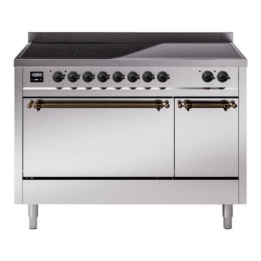 ILVE Nostalgie II 48" Stainless Steel Induction Range with 6 Elements Solid Door