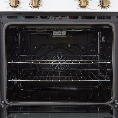 Forno Vomero 30-Inch Double Wall Oven, White, 10 cu.ft Total Capacity, 7100W Convection, Mechanical Controls, Manuel Steam Clean