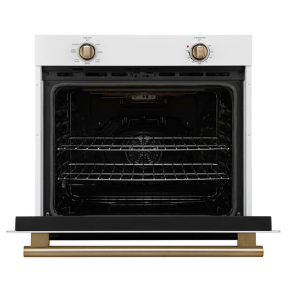 Forno Vomero 30-Inch Wall Oven, White, 5 cu.ft Capacity, 3550 Watts Convection, Mechanical Controls, Manuel Steam Clean