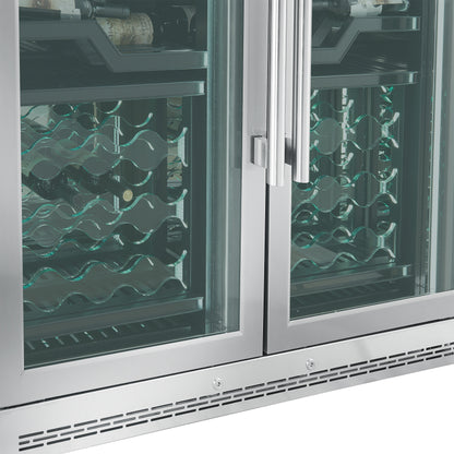 FORNO Abruzzo 48-Inch Dual Zones Wine Cellar, 102 Bottles, 24 cu. ft., Green Acrylic Holders & Black Shelves