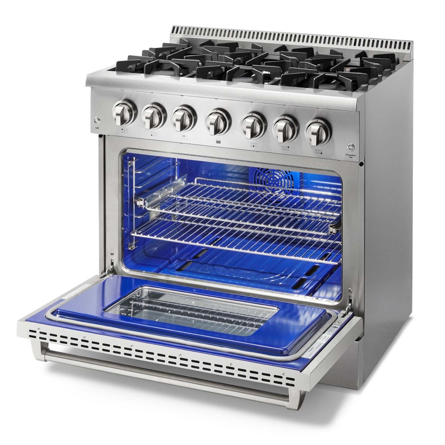 THOR Kitchen Package - 36" Dual Fuel Range & Range Hood Package, HRD3606U-HRH3607